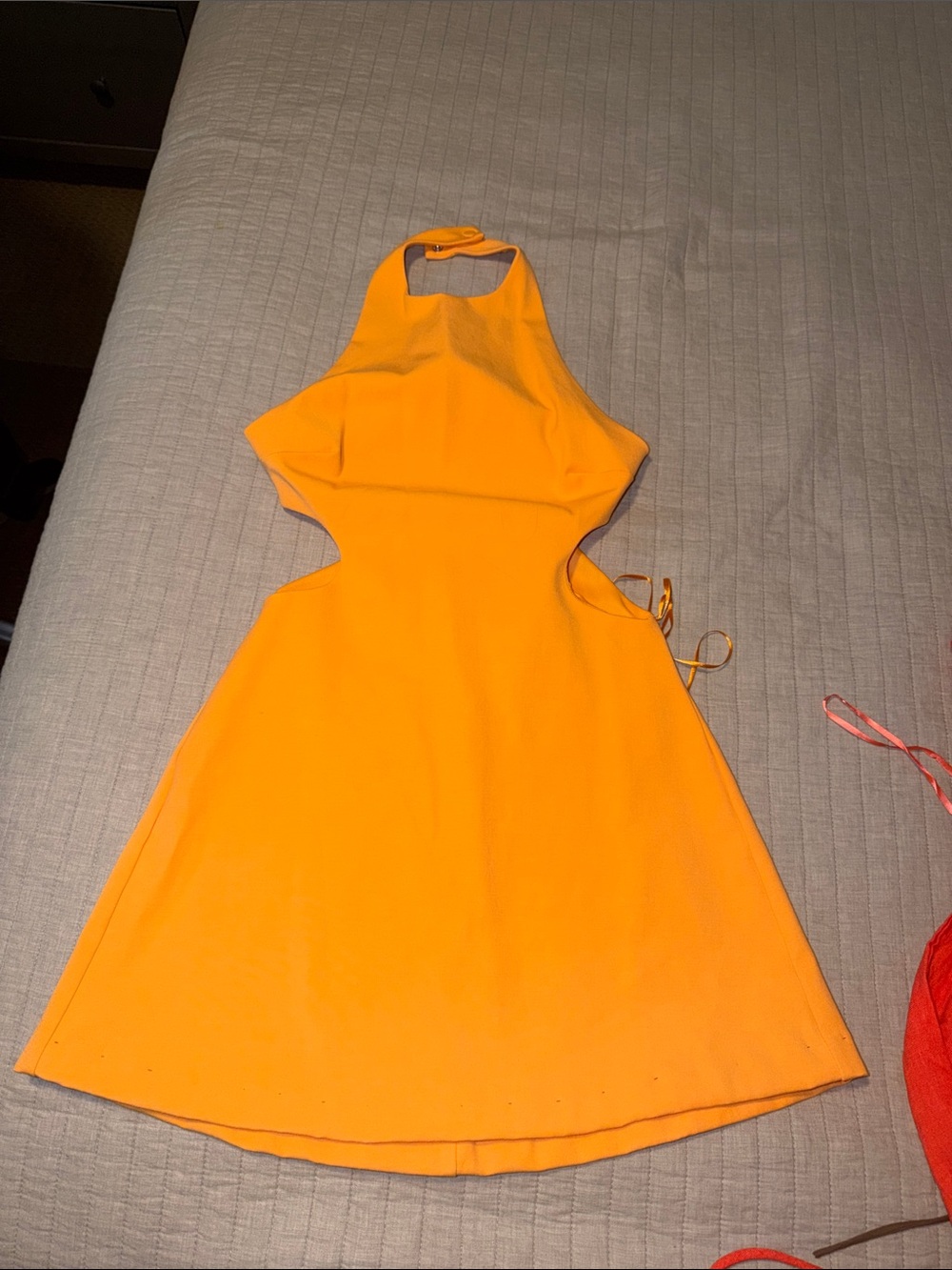 Zara One-Shoulder Cutout A-Line Dress in Bright Orange